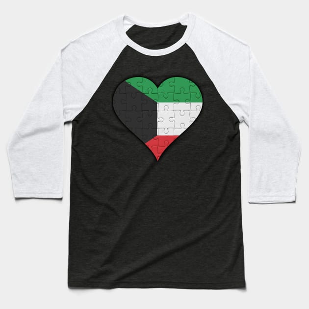 Kuwaiti Jigsaw Puzzle Heart Design - Gift for Kuwaiti With Kuwait Roots Baseball T-Shirt by Country Flags